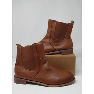 Men's Brown Chelsea Boots Ankle Zip Side Pebbled Casual Size EU 46/US 12